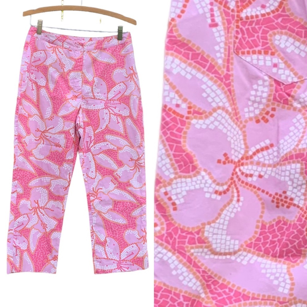 Lilly Pulitzer Pink & Coral Floral Cropped Pants